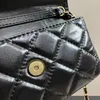 Bolsa feminina de luxo padrão diamante couro puro diamante verificador crossbody saco alça metal mini bolsa sacola