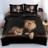 Ensembles de literie Lion noir housse de couette drap de lit oreiller ensemble de literie trois pièces 221010209v