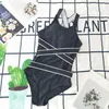 Feminino preto de uma peça de banho almofada biquíni conjunto push up alça de ombro com letras maiô terno de natação suit250b
