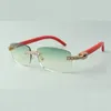 Lunettes de soleil en bois diamant XL 3524026 avec pieds en bois rouge naturel et verres 56 mm