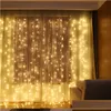 Autres fournitures de fête festives 3X LED String Lumières de Noël Rideau Guirlande Fée Décorative Extérieure Intérieur Maison Mariage Decoratio Otwiy