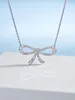 S925 Silver Charm Punk Pundant Necklace with Diamond Butterfly Shape Studring لها طوابع مربع عادي PS7645B