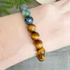 MG1567 Strand Mens Tigers Eye Moss Agate Pärledarmband Natural Healing Crystals Gemstone Armband Luck Stress Relief Jewelry282V