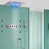 500*360mm 천장 샤워 헤드 LED 색상 강우 샤워 시스템 욕실 5 가지 기능 온도 조절 샤워 수도꼭지 세트