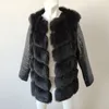 Pele feminina pele sintética mulheres inverno manga longa grossa casaco de pele quente jaqueta costura moda preto outono e inverno temperamento imitação luxo 230908