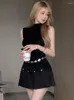 Work Dresses Korean Fashion Sweet Two Piece Set For Women Sleeveless Crop Top Pleated Skirt Suits Girls Sexy 2 Outfits