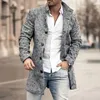 Casacos de lã masculinos mistura moda 3D digital masculino outono inverno vintage turn-down colarinho abotoado casacos finos casacos casuais para homens casaco 230908