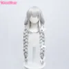 Cosplay Wigs Game Azur Lane Mnf Le Malin Cosplay Wig White Bunny Girl Silver White 90cm Twist Braid Heat Motest Hair Halloween Party Wigs 230908