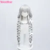 Cosplay Peruki Gra Azur Lane Mnf le Malin Cosplay Wig White Bunny Girl Silver White 90cm Twist Braid Hair Hair Party Party Party 230908