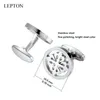 Manschett Links Silver Color Cufflinks Lepton Rostfritt stål Runda manschettkroppar för Mens Wedding Business Cuffl Gemelos 230908