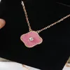 Pendant Necklaces Fashion Classic necklace jewelry 4 Four Leaf Clover Charm pink colour withdiamonds Designer Jewelry Necklaces fo288M