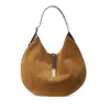 Designer Half Moon POLO ID Calfskin Shoulder Bags 3Size Pony Suede Leather Large Women Black Brown Suede Tote Handbags Clutch Handbag