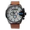 Märke män Big Case Mutiple Dials Datum Display Leather Strap Quartz Men's Wrist Watch 4280260H