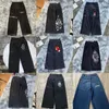 Mens designer jeans jnco y2k streetwear mode hip hop boxing handskar grafisk tryck baggy svarta byxor män kvinnor harjuku gotisk bred byxa