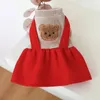 Dog Apparel Autumn Winter Dress Cute Bear Pattern Christmas Puppy Red Skirt Small Keep Warm Coat Holiday Clothes Chihuahua Yorkshire