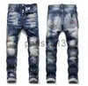 Мужские джинсы 21ss Мужские рваные эластичные дизайнерские джинсы с рваными байкерами Slim Fit Мотоциклетные джинсовые мужские брюки в стиле хип-хоп Модные мужские брюки x0911