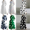 Casual Dresses Dot Print Dress Chic Spring/fall Midi A-line High Waist V-neck Colorful Prints For Commute Party Amp More Women Long