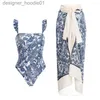 Badmode Dames Designer 2023 Dames Sexy Blauw-wit Porselein Print Bikini Set Rok Cover Up Kanten Badpak Strandkleding Biquini L230911