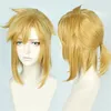 The Legend of Zelda Link corto giallo dorato Cosplay coda di cavallo Wig278A