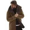 Men's Fur Faux Fur Winter Men Fleece Thick Warm Coat Outwear Fashion Male Trench Leather Jacket Long Sleeve Fur Mens Overcoat Clothing 230908