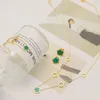 Conjuntos de jóias de casamento PAXA Luxo Elegante Verde Branco Shell Flor Brincos Colar Pulseiras À Prova D 'Água Aço Inoxidável para Mulheres Presentes 230909