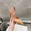 Amina Muaddi Sandals Women Designer Shoes Fashion 10cm Heigh Heel New Electric Lightファンタジーポイントドレスシュー