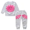 Spring Autumn Kids Clothes Fashion Sunflower Suit Söta flickor outfit sätter barn kläder byxor 2 st småbarn baby pojke kläder 2639