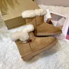 Luxury designer womens snow boots wool integrated cowhorn buckle short boots thickened and plush anti slip fashionable and versatile fashion boots