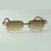 XL diamond wooden sunglasses 3524026 with natureal peacock wood legs and 56 mm Lenses