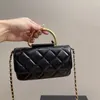 Borsa a mano da donna di lusso con motivo a rombi Borsa a tracolla a quadri con diamanti in pura pelle con manico in metallo Mini bag Tote Bag