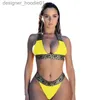 Kadın Mayo Seksi Bikini Setleri Kadınlar Bandage Mayo Mahsul Üst Mayo Teşhal Mayo Kıyafet Yüksek Kesik Plaj Giyim Katı Baskı Yeni Bater L23