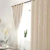 Curtain window screen Modern Hollow Star Faux Linen Blackout Curtains for Bedroom Curtains Living Room luxury european 210913311O