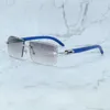 Okulary przeciwsłoneczne Moissanite Men Diamentowe okulary przeciwsłoneczne Luksusowe Carter Y2K Stylowe okulary słoneczne niebieskie drewno drewniane odcienie jazdy okulary srebrna rama