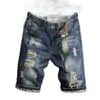 Herr jeans mode varumärke shorts män hål personlighet sommar koreansk stil rippade jean för smala byxa motorcykel tights217s