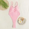 Set sexy perizoma senza schienale costume da bagno sexy monokini costume da bagno brasiliano bikini a gamba alta costumi da bagno corpo rosa chiaro 230808