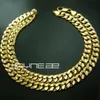 18k yellow gold GF mens womens solid chain Necklace w curb ring link N222231H