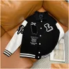 Mensjackor Designer Jacket Varsity Coats Men Leather Coat Flocked Sleeve Baseball Uniform Fashion Button Plus Drop Delivery Apparel DHT8H