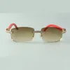 Lunettes de soleil en bois diamant XL 3524026 avec pieds en bois rouge naturel et verres 56 mm