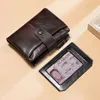 Genuine leather Rfid-protected mens designer wallets male short style cowhide coin zero card purses multi-function vintage clutchs no479