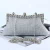 Sacos de noite bolsa de embreagem de ouro glitter grânulo designer elegante mulher sacos de festa moda vintage bolsa de noiva prata 230106250h