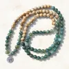 Sn1005 Moss Agat Picture Jasper 108 Mala Peads Joga Naszyjnik Drzewo życia Mala Wrap Bransoletka