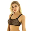 Conjuntos de sujetadores Lencería erótica para mujer Sexy Ver a través de Fishnet Camisole Spaghetti Correas de hombro Crop Top Color sólido U Escote Tanque 251K