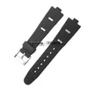 Jawoder WatchBand 22 24mm x 8mm Men Men Men Watch Bands Black Diving Silicone Rubberステンレス鋼シルバーピンバックルストラップD233e