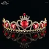 Barrettes à cheveux baroques couleur or diadèmes coeur rouge reine princesse couronnes bandeau en cristal enfants filles accessoires de mariage J281s