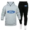 Herren-Trainingsanzüge, Kapuzenpullover, einfarbig, übergroß, Herren-Kapuzenpullover, Ford-Auto-Aufdruck, Kapuzenpullover, Hose, zweiteiliger Anzug, modisches Sport-Zweiteiler-Set 230909