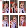 Cosplay perukları anime testere adamı cosplay güç peruk cosplay uzun tip 2 renk saç ısıya dayanıklı makima güç perukları boynuzlar peruk kapağı 230908