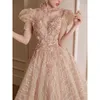 Modesto lungo splendente luccichio di abiti da sposa in pizzo applicato abito da sposa a pavimento formale vintage plus size abiti da sera per matrimoni 403