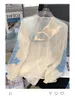Women's new floral embroidery chiffon lantern long sleeve national style blue desinger shirt top SML