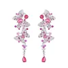 luxury butterfly dangle earring designer for woman S925 silver post party rose AAA zirconia silver white diamond earrings South Am241p