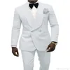 2020, esmoquin de novio para padrinos de boda de Jacquard de marfil hecho a medida, trajes de hombre con doble botonadura, chaqueta para hombre de boda, traje de 2 piezas Homme211K